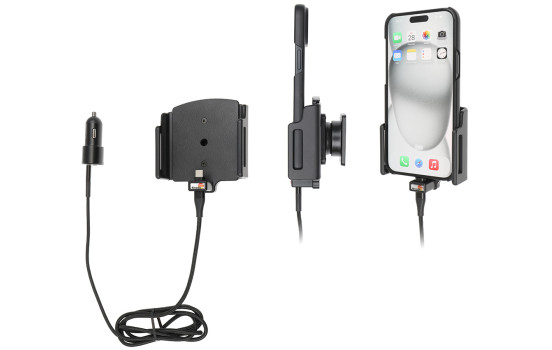 Apple iPhone 15 Plus / 15 Pro Max, Active adjustable holder with 12V USB SIG plug 70-83mm
