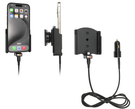 Apple iPhone 15 Active holder with 12V USB plug (Upholstered)