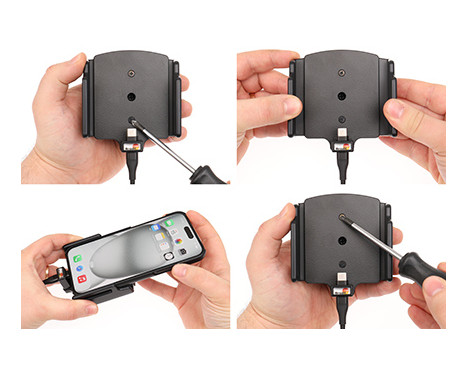 Apple iPhone 15 Plus / 15 Pro MAX , Active adjustable holder with 12V USB SIG-Plug 70-83mm, Image 3