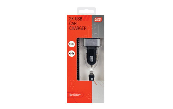 Carpoint 12V/24V 8 Pin/Micro USB Car Charger + 2USB, Image 2