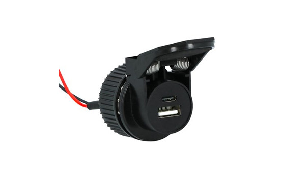 Carpoint Flush-mounted socket USB-A + USB-C 12/24V