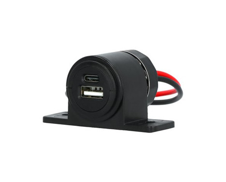 Carpoint Surface-mounted socket USB-A + USB-C 12/24V
