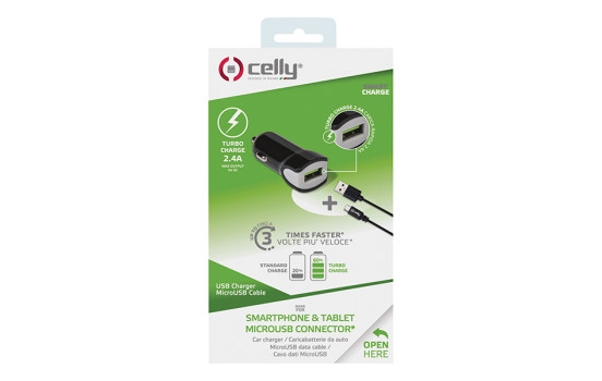 Celly Car Charger 2.4A & Micro-USB cable black, Image 2