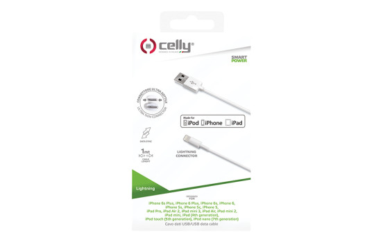 Celly Data cable Iphone lightning 1 meter white, Image 2
