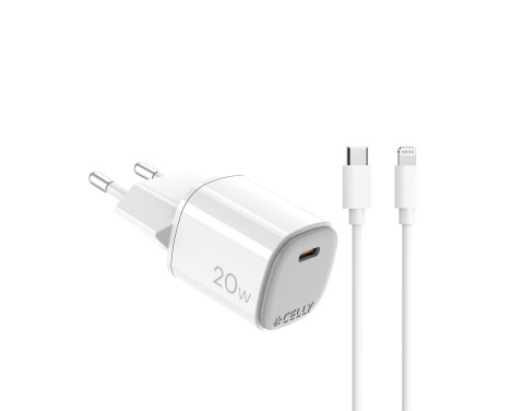 Celly Home Charger + USB-C > Lightning Cable 20W