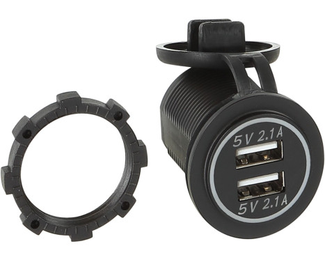 Dual USB car charger 12V/24V 4.2A / Blue (Bulk)