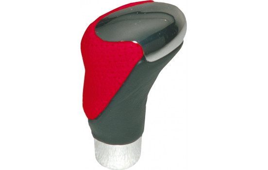 Gear knob chrome/black-red leather