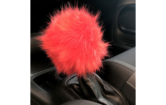 Simoni Racing Gear Shift Knob Cover Fluffy Fur - Red, Image 2