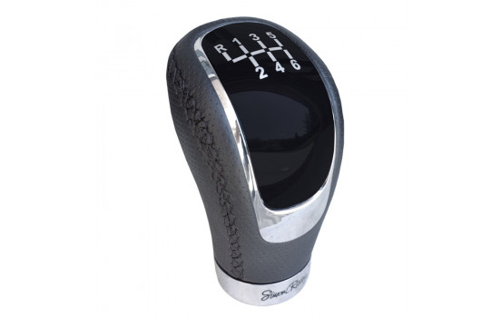 Simoni Racing Gear Shift Knob Skin - Aluminium/Black Leather + 3 Shift Patterns