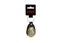 Stainless steel key ring with artificial leather - 'St.Christopher' (Silver colored)