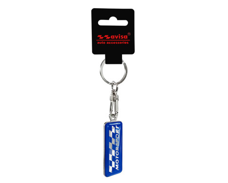 Stainless steel keyring - 'Motorsport' Blue, Image 2