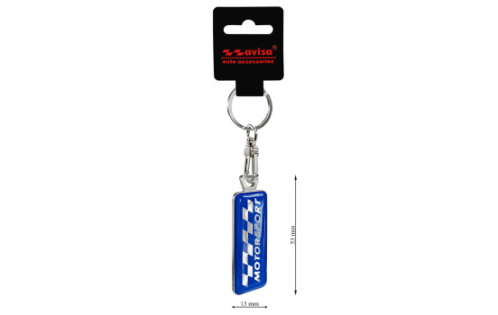 Stainless steel keyring - 'Motorsport' Blue, Image 3