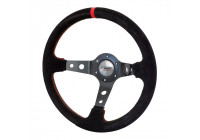 Simoni Racing Sports handlebar Pit Lane 350mm - Black Alcantara + Red stitching (Deep Dish)