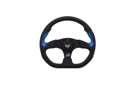 Simoni Racing Sports handlebar X2 Poly / Pelle 'Formula' 330mm - Black / Blue, Image 2