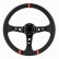 Universal sport steering wheel 'Deep-Dish' - Ø350mm - Black PU Leather + Black spokes + Red Stripes