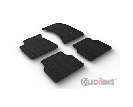 Rubber mats suitable for Audi A8 (4H) 2010-2017 (T profile 4-part + mounting clips)