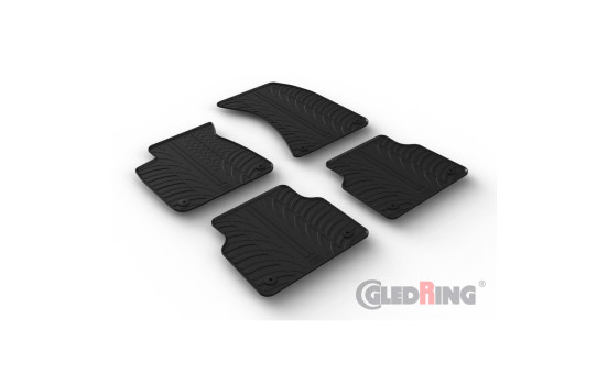 Rubber mats suitable for Audi A8 (4H) 2010-2017 (T profile 4-part + mounting clips)