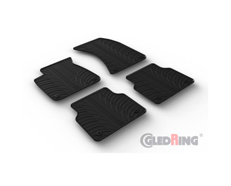 Rubber mats suitable for Audi A8 (4H) 2010-2017 (T profile 4-part + mounting clips), Image 2