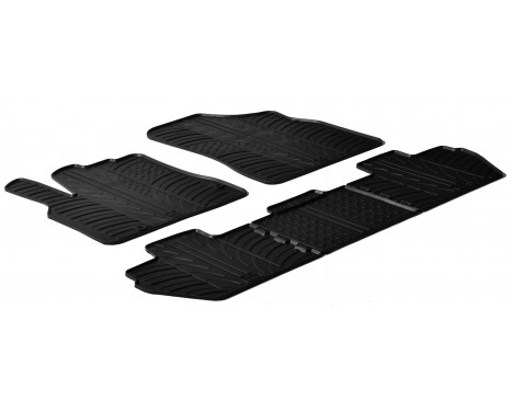 Rubber mats suitable for Citroen Berlingo / Peugeot Partner (T-Design 5-piece + mounting clips)
