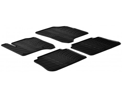 Rubber mats suitable for Citroen C3 Picasso 2009- (T-Design 4-piece + mounting clips)