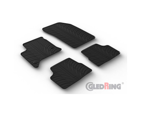 Rubber mats suitable for Fiat 600 Hybrid 2024- (T profile 4-piece + mounting clips)