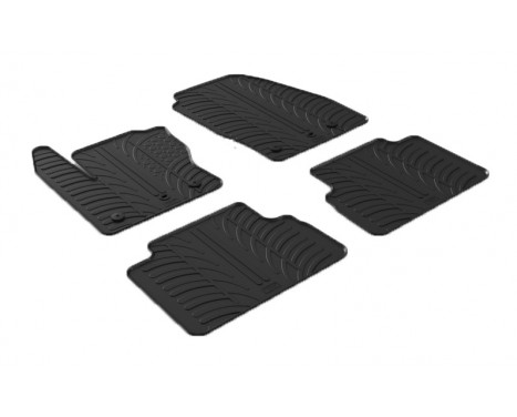 Rubber mats suitable for Ford C-Max 2015- (T-Design 4-piece + mounting clips)