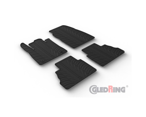 Rubber mats suitable for Ford Tourneo Courier 2023- (T profile 4-piece + mounting clips)