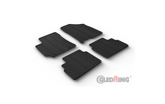 Rubber mats suitable for Hyundai Kona II 2023 - excl. e-Kona (T profile 4-piece + mounting clips)
