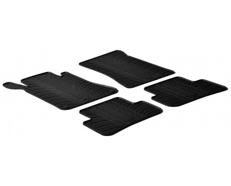 Rubber mats suitable for Mercedes C-Class W203 2001-2007 (T-Design 4-piece + mounting clips)
