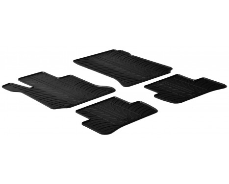 Rubber mats suitable for Mercedes C-Class W204 2007-2013 (T-Design 4-piece + mounting clips)