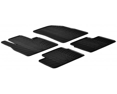 Rubber mats suitable for Nissan Micra 2011- (T-Design 4-piece + mounting clips)