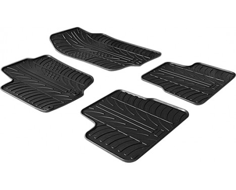 Rubber mats suitable for Peugeot 207 2006- (T-Design 4-piece + mounting clips)