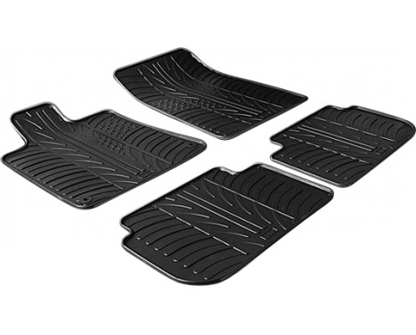 Rubber mats suitable for Peugeot 407 2004- (T-Design 4-piece + mounting clips)
