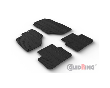 Rubber mats suitable for Peugeot 5008 III Hybrid 2024- (T profile 4-piece + mounting clips)