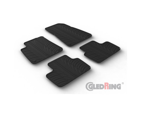 Rubber mats suitable for Polestar 2 2019- (T profile 4-piece + mounting clips)