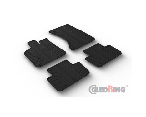Rubber mats suitable for Porsche Macan (95B) 2014- (T profile 4-part + mounting clips)