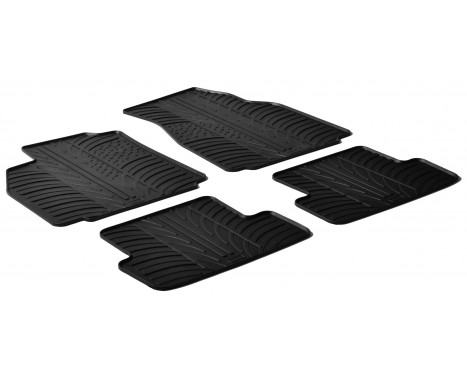 Rubber mats suitable for Renault Megane II from 2002 (T-Design 4-piece + mounting clips)