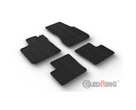 Rubber mats suitable for Renault Twingo E-Tech 2020- (T profile 4-part + mounting clips)