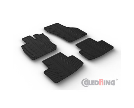 Rubber mats suitable for Skoda Octavia IV e-Tec Sedan/Kombi 2020- (T profile 4-part + mounting clips