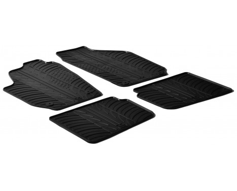 Rubber mats suitable for Skoda Roomster / Practic 2007- (T-Design 4-piece + mounting clips)