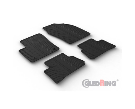 Rubber mats suitable for Toyota C-HR (HEV) 2023- (T profile 4-piece + mounting clips)