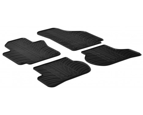 Rubber mats suitable for Volkswagen Golf V,VI Plus 2009- (T-Design 4-piece + mounting clips)