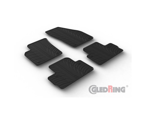 Rubber mats suitable for Volvo C30 2006-2013 (T profile 4-piece + mounting clips)