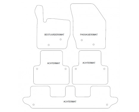 Velor Car Mats for Volvo XC90 2003- 7-SEATER. 5-piece, Image 2