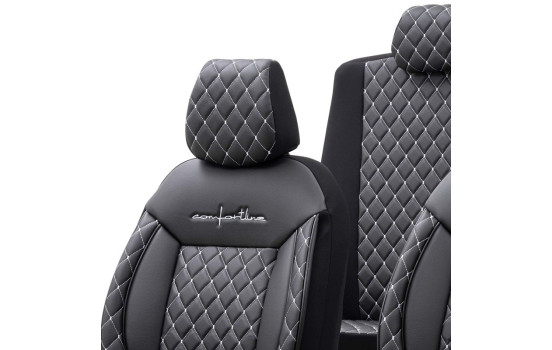 otoM Leather / Velor Seat cover set 'Comfortline VIP' - Black / Gray - 11-piece, Image 2