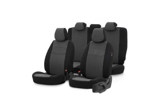 otoM Universal Fabric Seat Cover Set 'SelectedFit Smart' Black - 11-piece - suitable for Side-Air