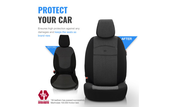 otoM Universal Fabric Seat Cover Set 'SelectedFit Smart' Black - 11-piece - suitable for Side-Air, Image 7
