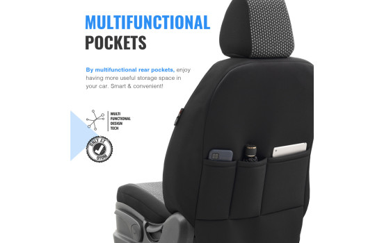 otoM Universal Fabric Seat Cover Set 'SelectedFit Smart' Black - 11-piece - suitable for Side-Air, Image 8