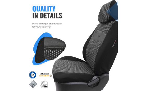 otoM Universal Fabric Seat Cover Set 'SelectedFit Smart' Black - 11-piece - suitable for Side-Air, Image 10