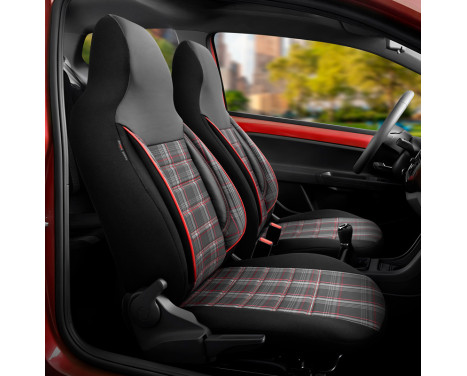 Universal Fabric 'CityBug' Seat Cover Set 'Sports' Black/Gray/Red - 9-piece